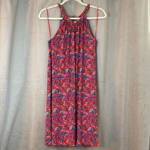 EUC Artisan NY Women's Midi Dress Vibrant Multicolor Halter Neck Sz S